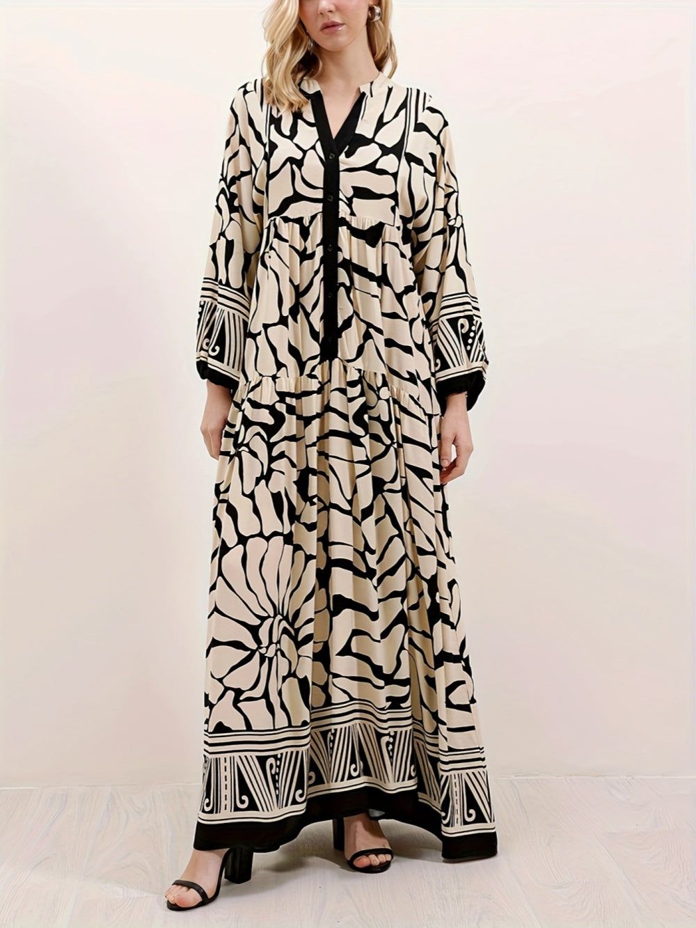 LILY | PRINTED LANTERN SLEEVES LOOSE DRESS