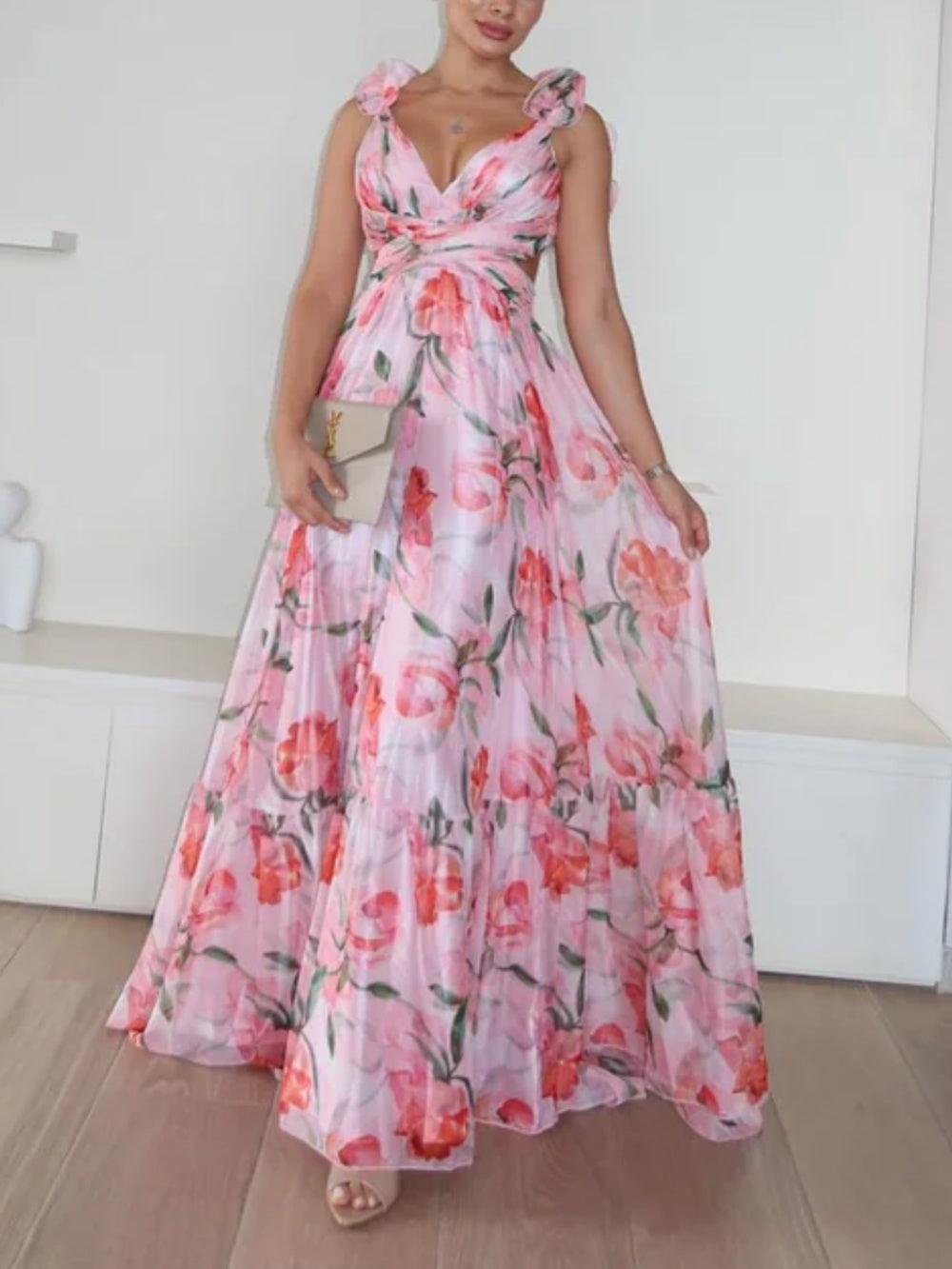 SOPHIA | BACKLESS PRINTED MAXI DRESS