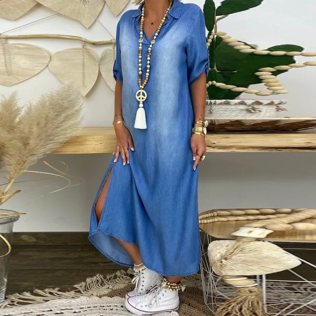 MIA | LONG DENIM-STYLE DRESS