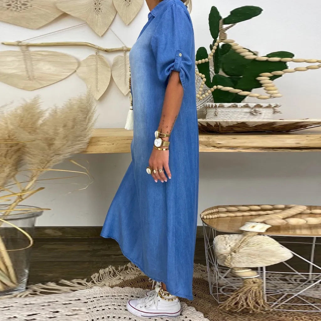 MIA | LONG DENIM-STYLE DRESS