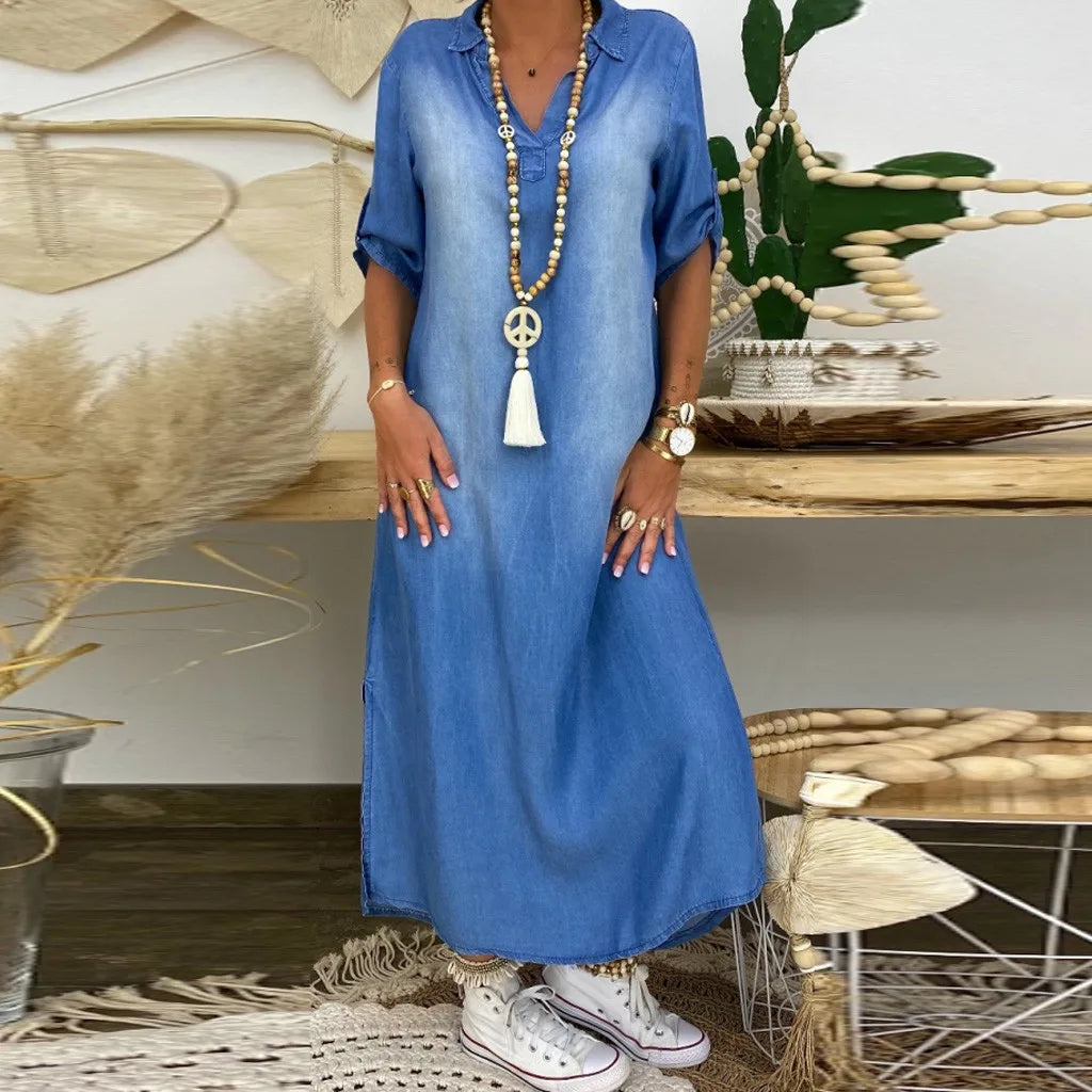 MIA | LONG DENIM-STYLE DRESS