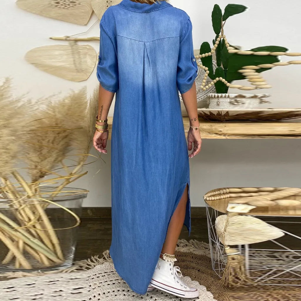 MIA | LONG DENIM-STYLE DRESS