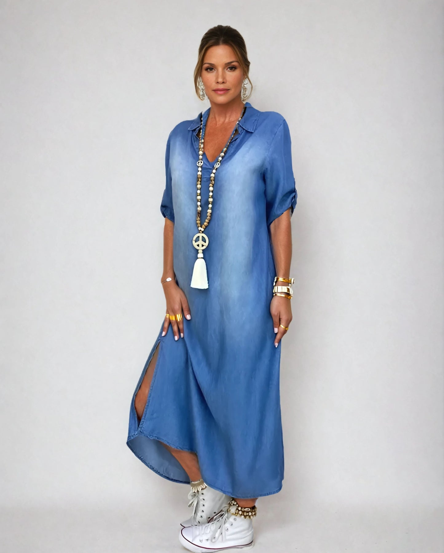 MIA | LONG DENIM-STYLE DRESS