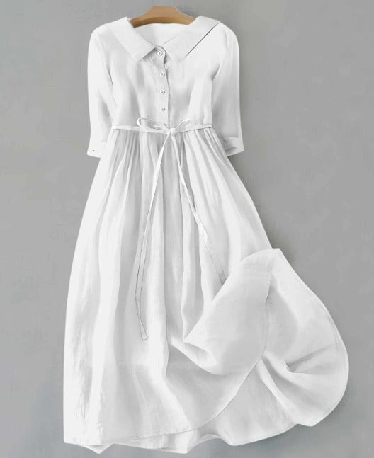 CLAIRE | ELEGANT SHORT-SLEEVED DRESS WITH WAIST TIE