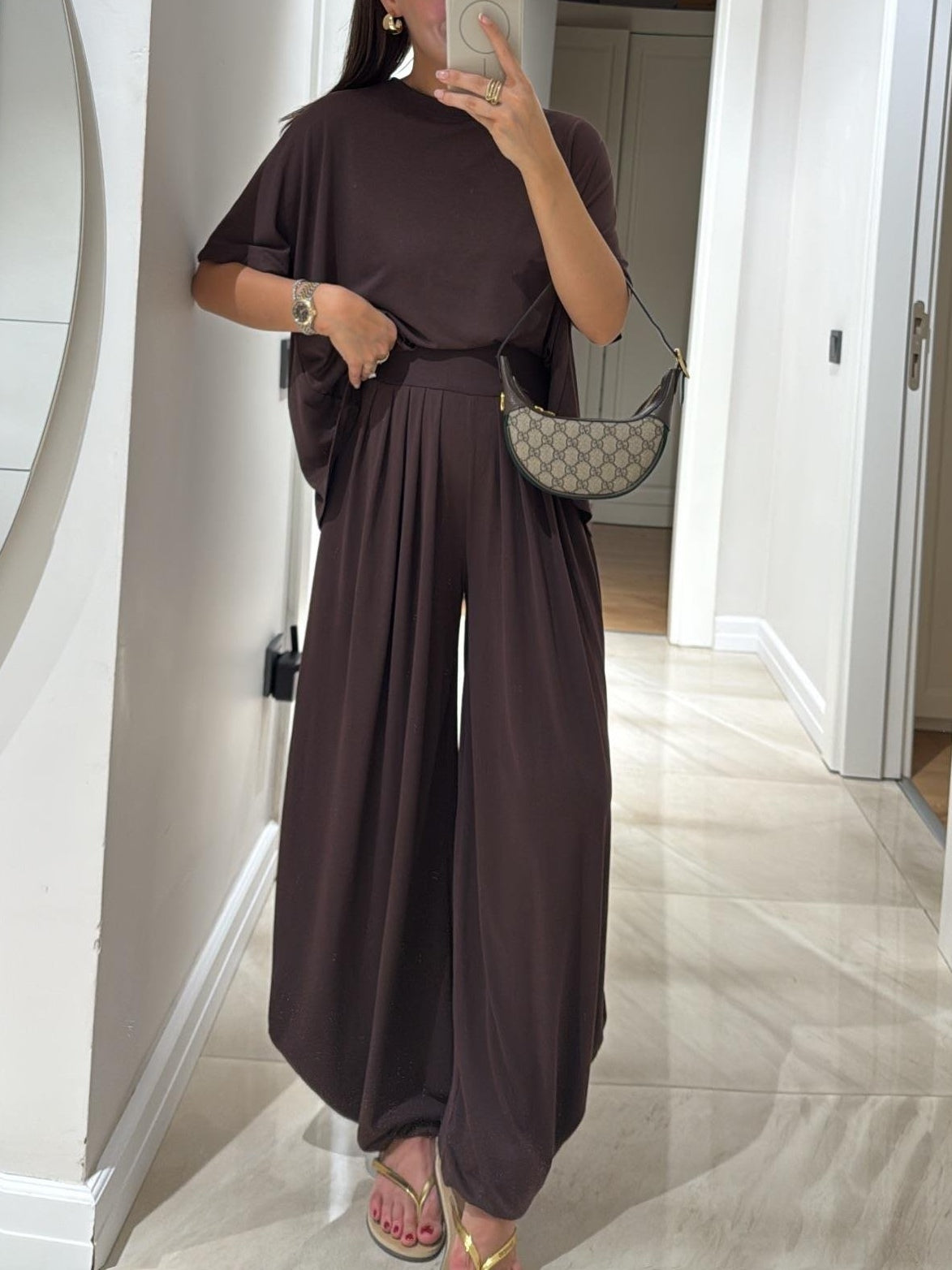 EMILY | LIGHT GREY CASUAL TOP AND WIDE-LEG PANTS SET