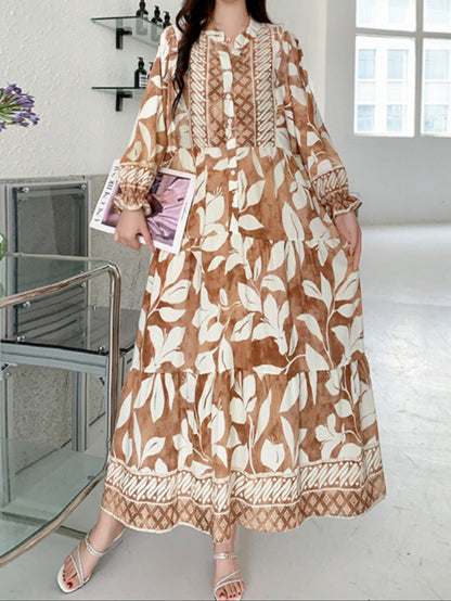 LILY | PRINTED LANTERN SLEEVES LOOSE DRESS