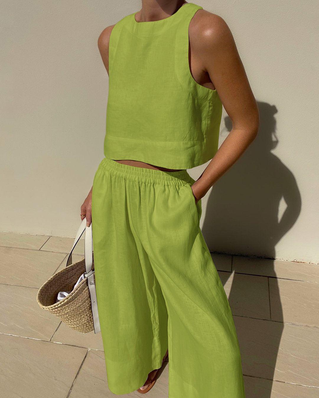 ARIEL | CHIC SOLID COLOR SLEEVELESS 2PIECES SET