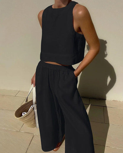 ARIEL | CHIC SOLID COLOR SLEEVELESS 2PIECES SET