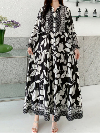 LILY | PRINTED LANTERN SLEEVES LOOSE DRESS