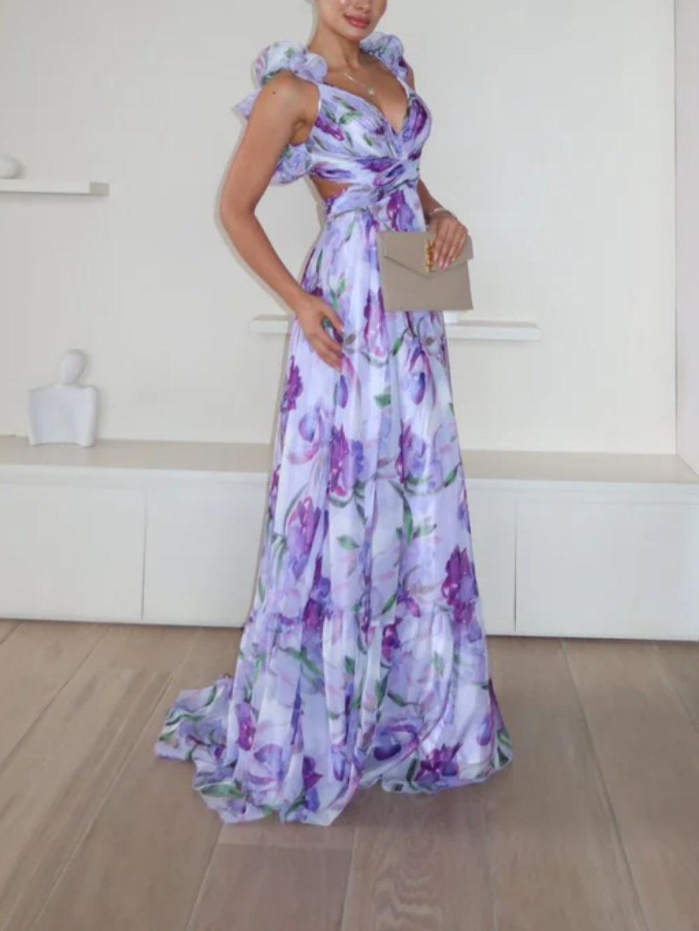 SOPHIA | BACKLESS PRINTED MAXI DRESS