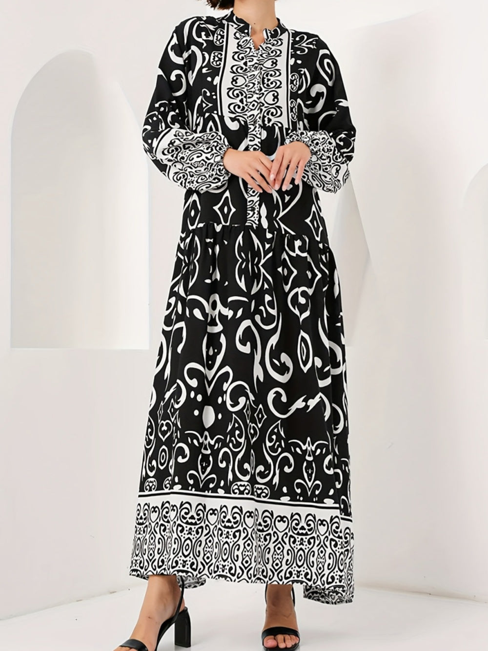 LILY | PRINTED LANTERN SLEEVES LOOSE DRESS