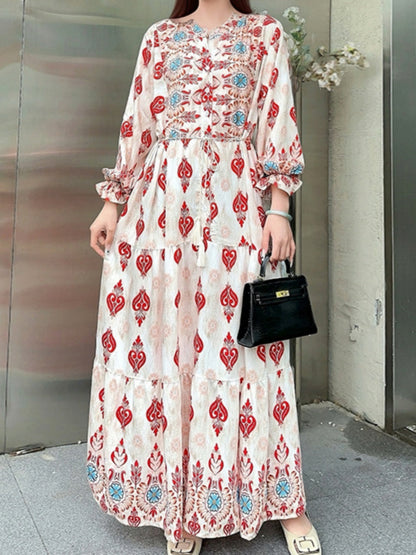 LILY | PRINTED LANTERN SLEEVES LOOSE DRESS