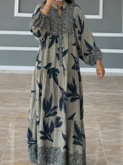 LILY | PRINTED LANTERN SLEEVES LOOSE DRESS