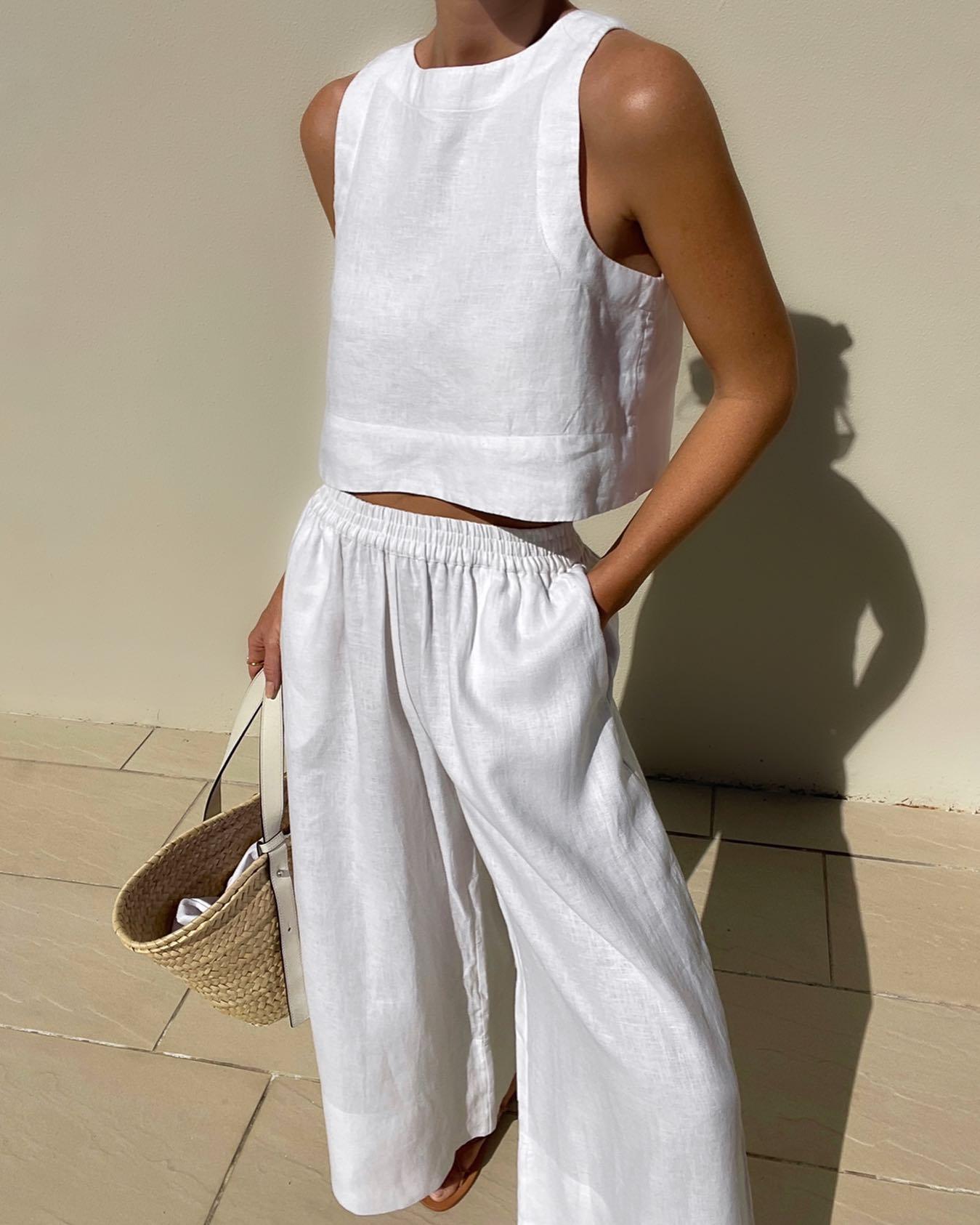 ARIEL | CHIC SOLID COLOR SLEEVELESS 2PIECES SET