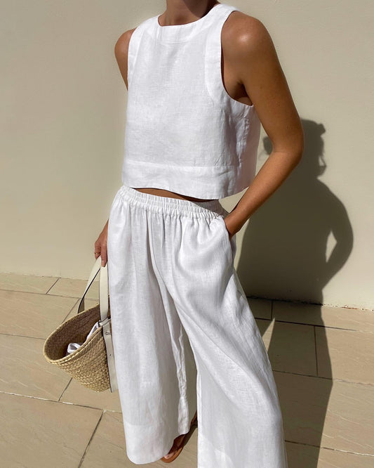 ARIEL | CHIC SOLID COLOR SLEEVELESS 2PIECES SET