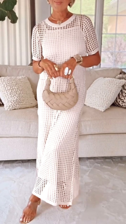 ELLA | ELEGANT BOAT NECK HOLLOW AIRY TWO-PIECE DRESS