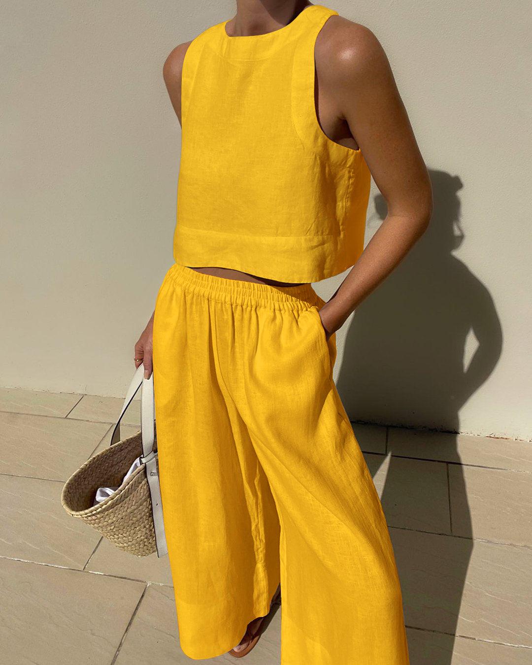 ARIEL | CHIC SOLID COLOR SLEEVELESS 2PIECES SET