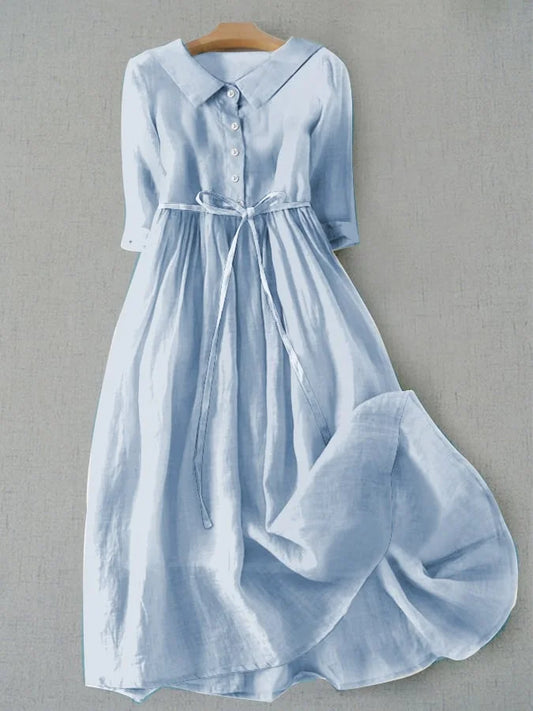 CLAIRE | ELEGANT SHORT-SLEEVED DRESS WITH WAIST TIE