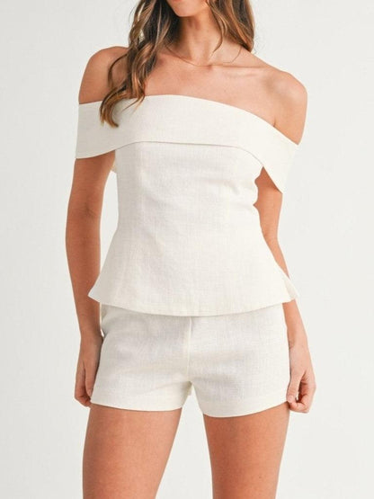 SOPHIE | WHITE COTTON AND LINEN TWO-PIECE SUIT