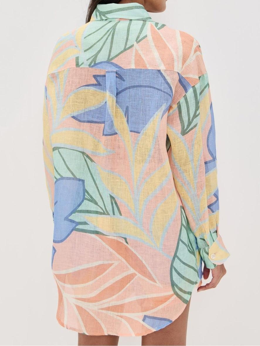 OLIVIA | PLAYA BOYFRIEND TROPICAL LEAF PRINTED SHORT SET