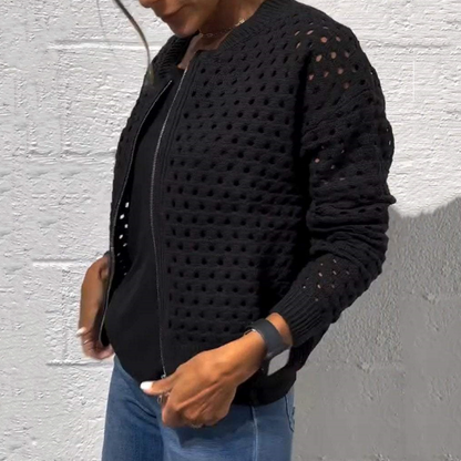 EMILY | WOMEN'S CARDIGAN WITH ZIPPER AND HOLLOW DESIGN