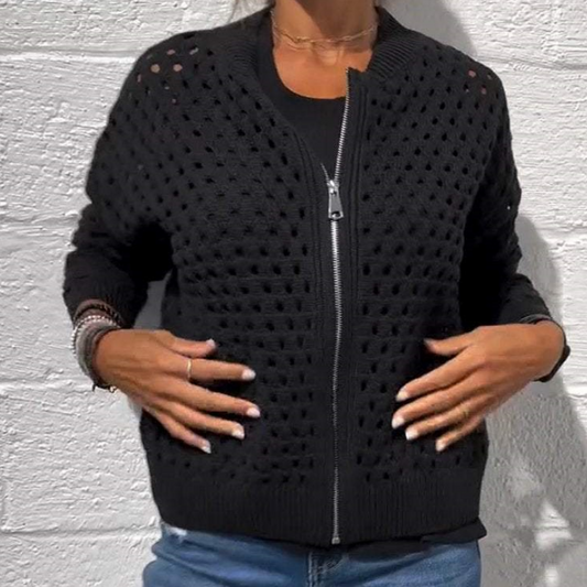 EMILY | WOMEN'S CARDIGAN WITH ZIPPER AND HOLLOW DESIGN