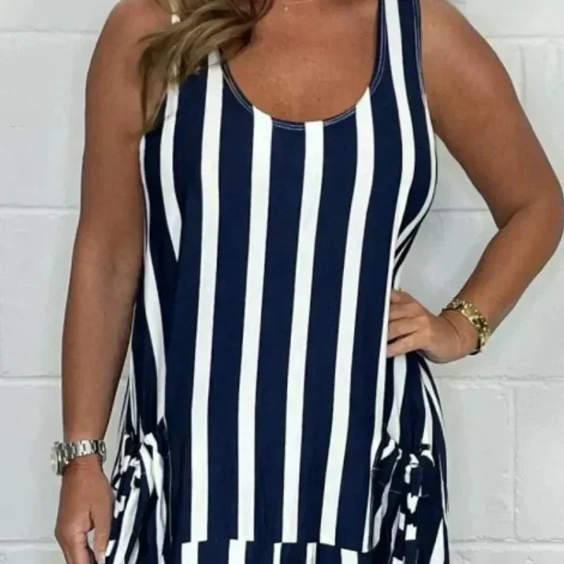 EMMA | OVERSIZED STRIPED DRESS WITH TIE BELT AND FRONT POCKET