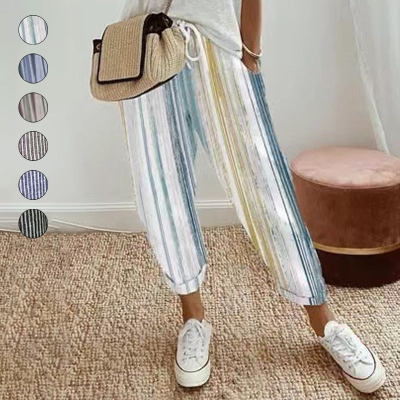 EMILY | STRIPED TROUSERS IN LINEN AND COTTON