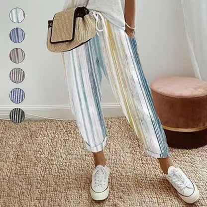 EMILY | STRIPED TROUSERS IN LINEN AND COTTON
