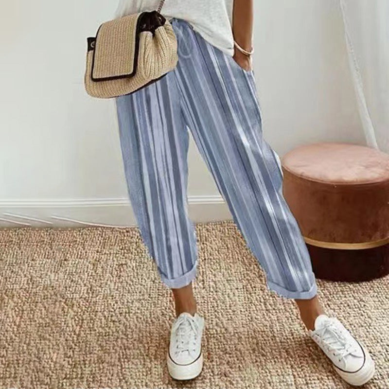 EMILY | STRIPED TROUSERS IN LINEN AND COTTON