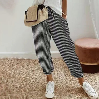 EMILY | STRIPED TROUSERS IN LINEN AND COTTON