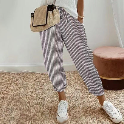 EMILY | STRIPED TROUSERS IN LINEN AND COTTON