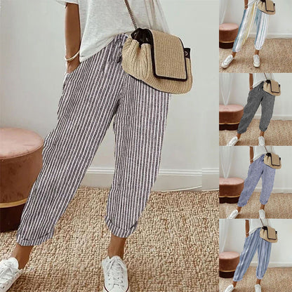 EMILY | STRIPED TROUSERS IN LINEN AND COTTON