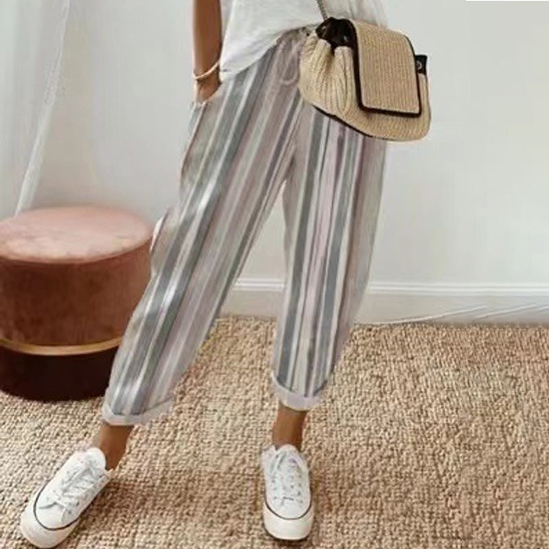 EMILY | STRIPED TROUSERS IN LINEN AND COTTON