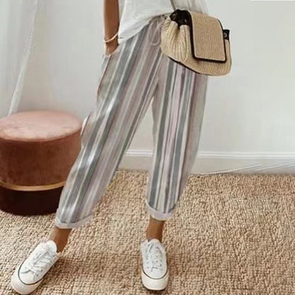 EMILY | STRIPED TROUSERS IN LINEN AND COTTON