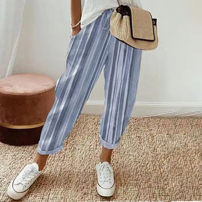 EMILY | STRIPED TROUSERS IN LINEN AND COTTON